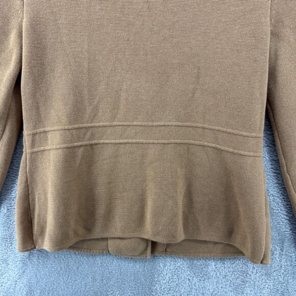 Talbots Sweater Womens M Beige Jacket Button Front Patch Pocket Collared Stretch - Picture 9 of 14